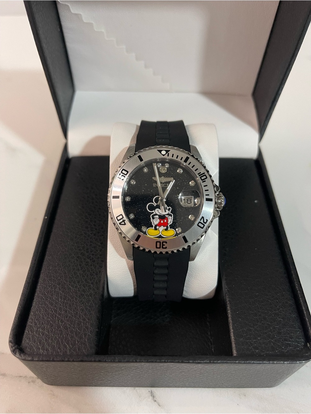 Invicta Kids Black Mickey Mouse Dial Silicone Strap Watch